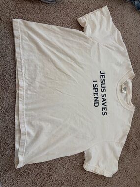 Comfort Colors Cream Tee 'JESUS SAVES I SPEND' Graphic